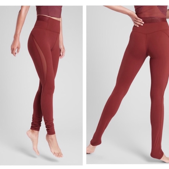 ATHLETA Aura Heel Tight Leggings Yoga Mesh Medium Brick Red - Picture 10 of 10